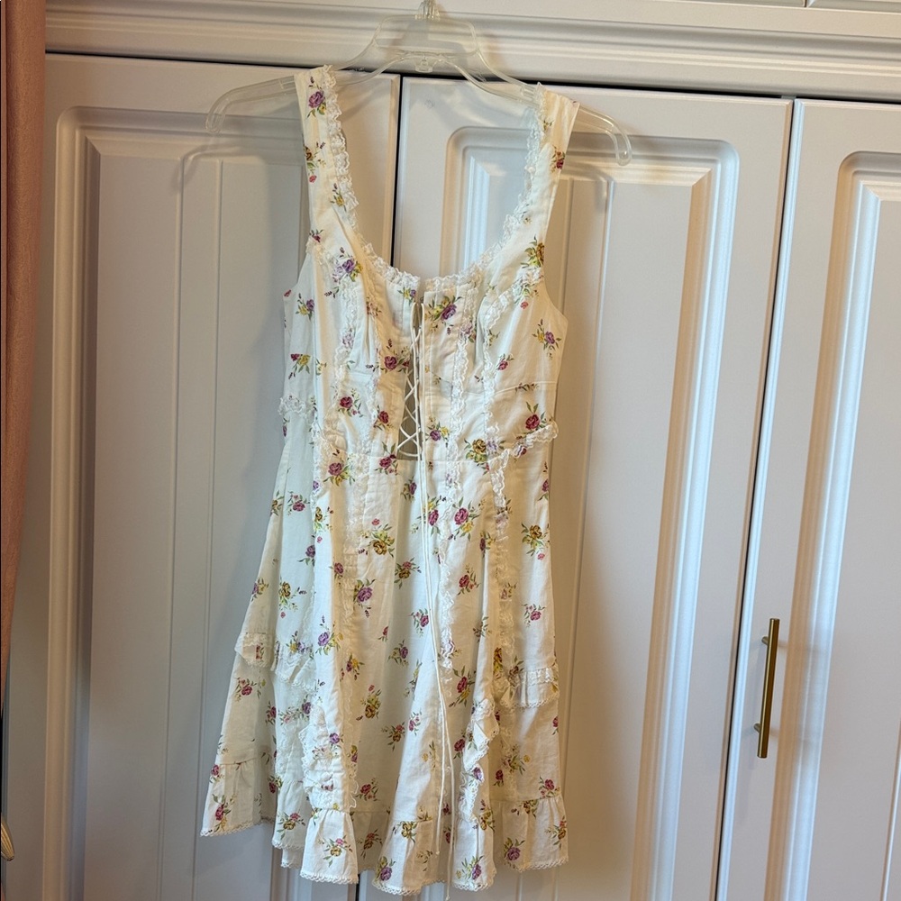 For Love And Lemons Floral Mini Dress in Cream